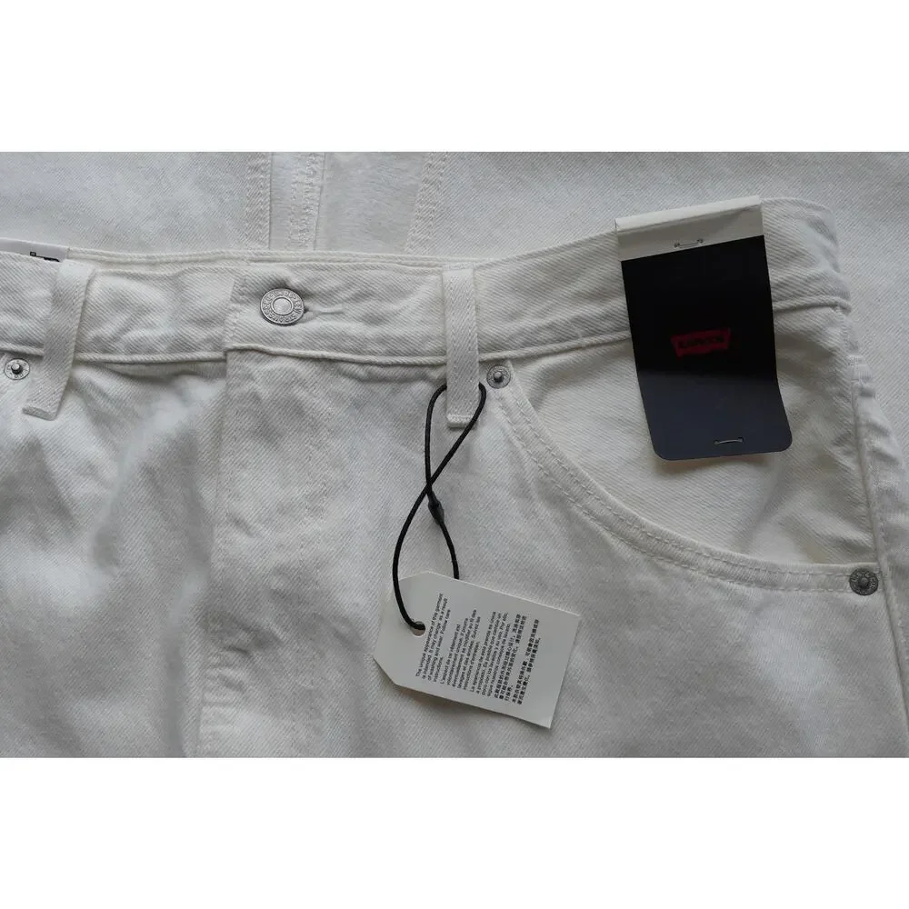 Levi’s High Rise Back Slit Denim Skirt White “Snowing in LA” Size 33 NWT 467 - Picture 2 of 7